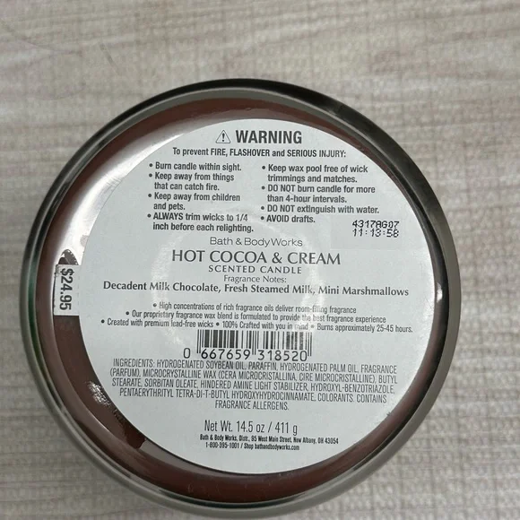 Hot Cocoa & Cream 3 wick candle - Picture 3 of 3